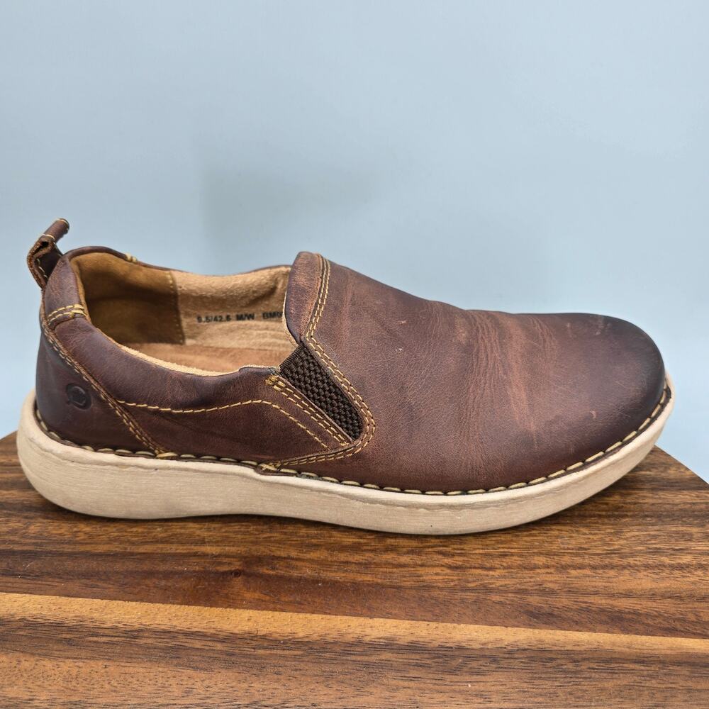Born Shoes Mens 9.5 M Brown Leather Dalton Gore Slip On Casual Comfort Loafers
